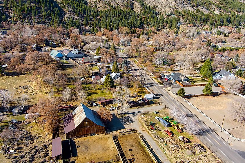 Aerial View of the Genoa Nevada area in Carson Valley