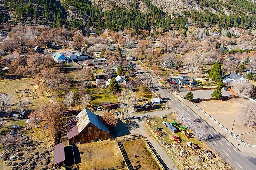 Aerial View of the Genoa Nevada area in Carson Valley 