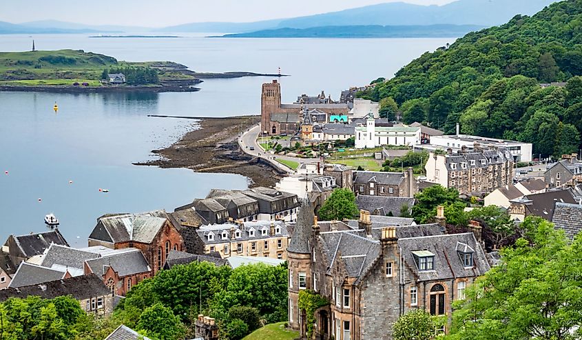 The skyline of Oban, Argyll in Scotland - United Kingdom