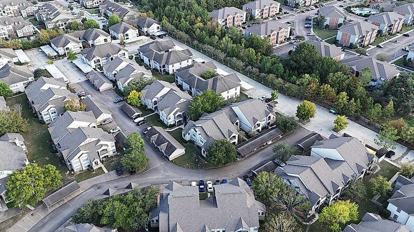 Aerial view of condos in Covington, Louisiana.