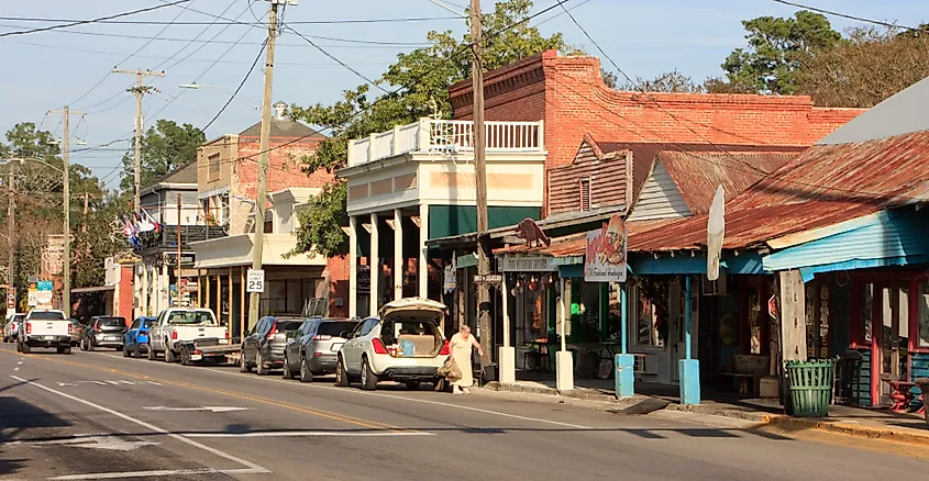 East Bridge Street in downtown Breaux Bridge, Louisiana. Editorial credit: danf0505 / Shutterstock.com.