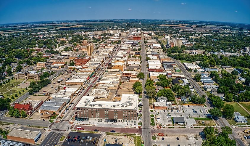 An aerial view of Salina during the summer.