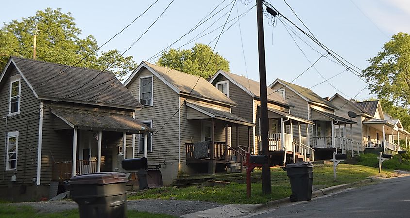 A line of homes in Reidsville, NC.