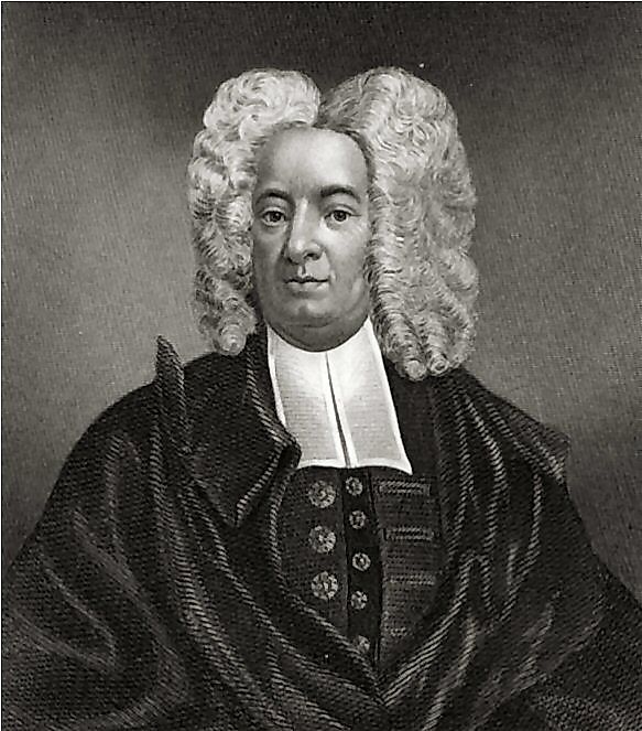 Portrait of Puritan clergyman Cotton Mather (Feb. 12, 1663 - Feb. 13, 1728).