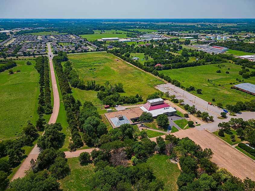 Aerial view of Shawnee cityscape at Oklahoma.
