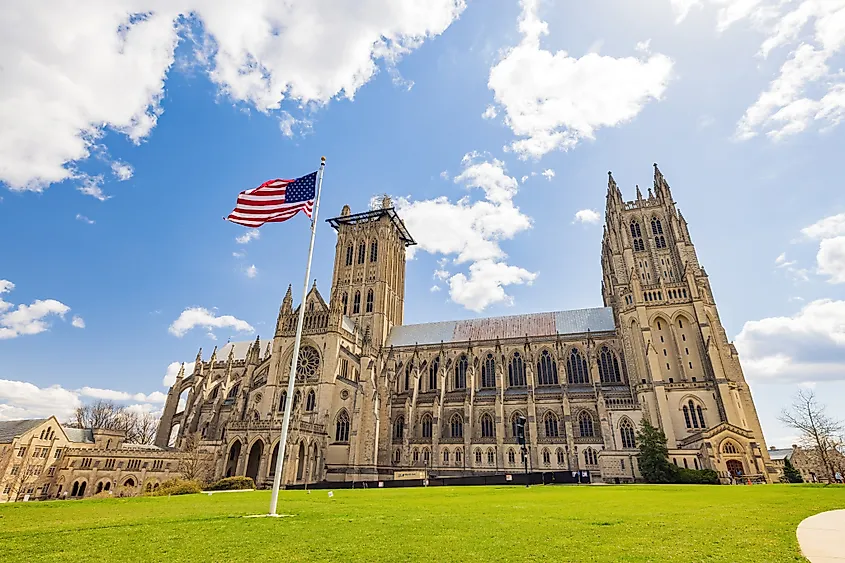 Exterior view of the Washington National Cathedral in Washington, DC.