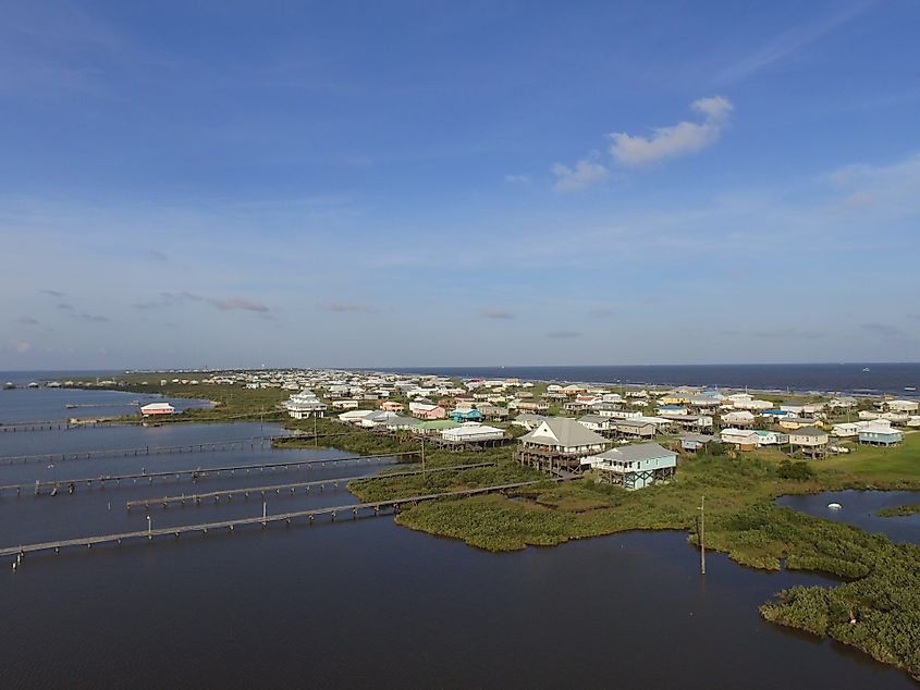 Aerial view of Grand Isle, Louisiana