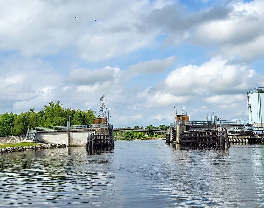 Dam at Bayou Segnette State Park in Westwego, Louisiana