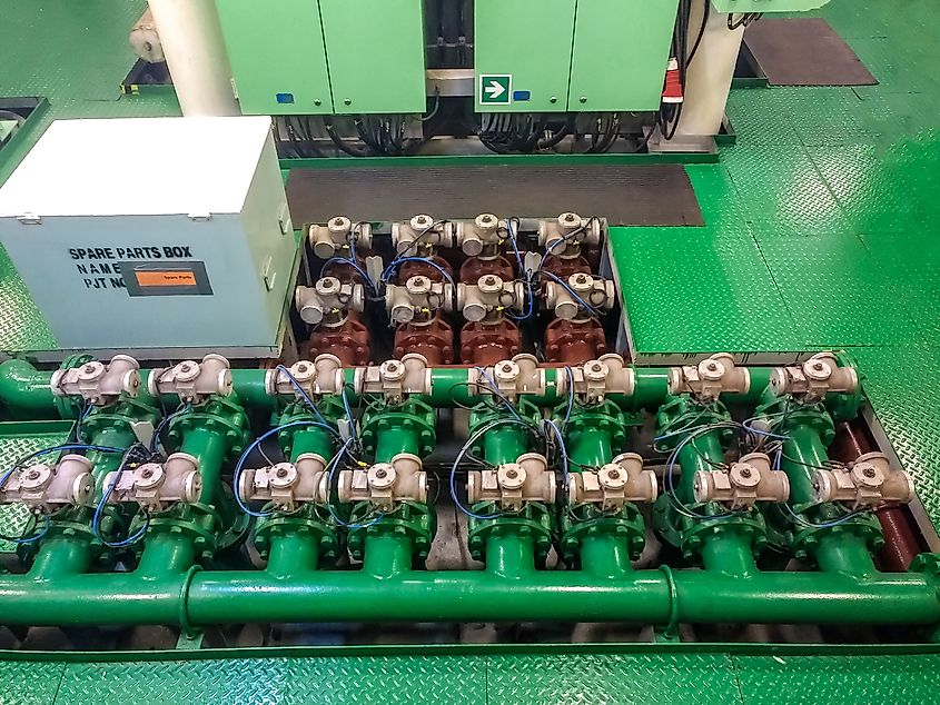 Distribution manifold on the main pipeline of the fuel and ballast systems of cargo and ballast tanks.