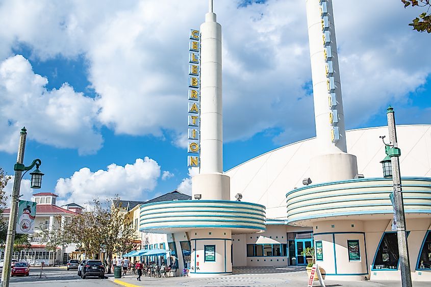 Former movie theater in the city of Celebration, Florida. Editorial credit: Michael Gordon / Shutterstock.com