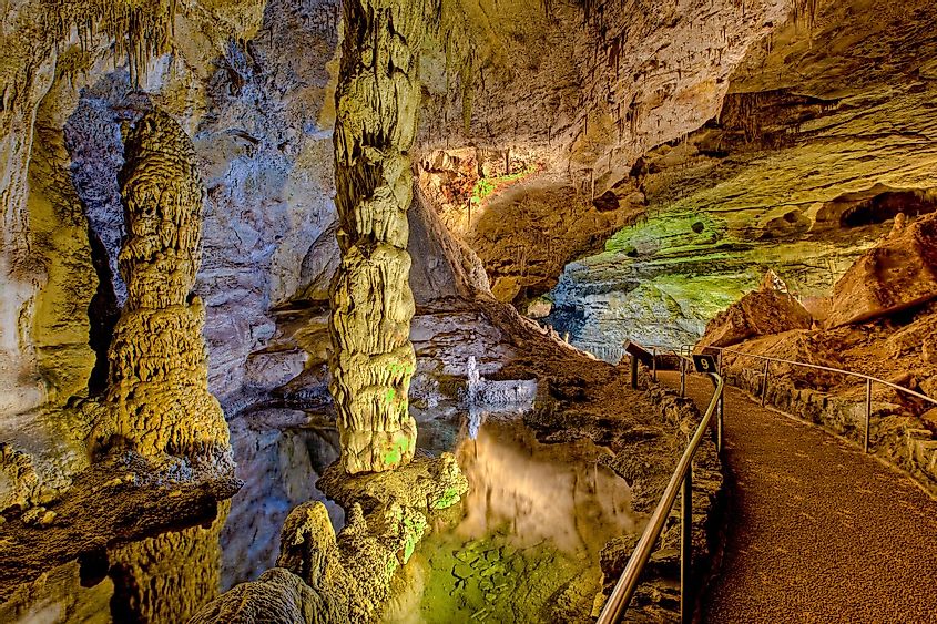 Subterranean columns at Carlsbad Caverns National Park, New Mexico