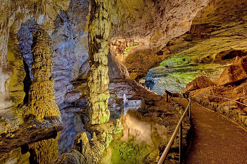 Subterranean columns at Carlsbad Caverns National Park, New Mexico