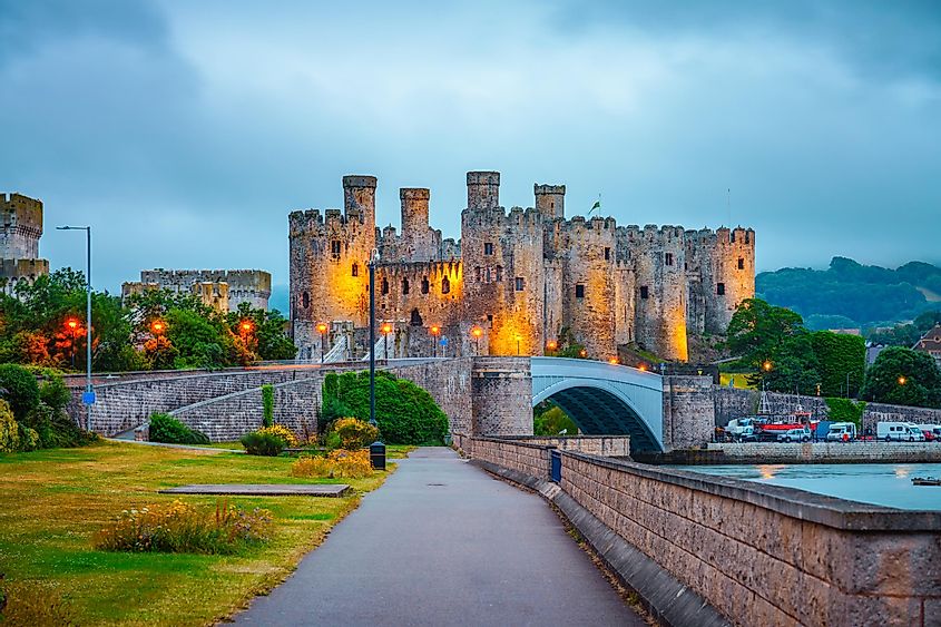The coastal city of Conwy, Wales, UK.