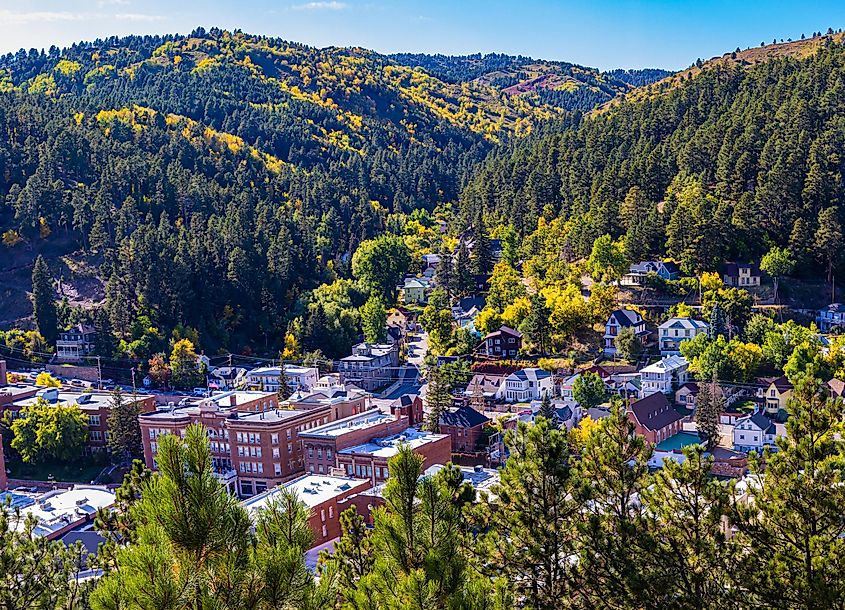 View of Deadwood, South Dakota, from a mountain top.