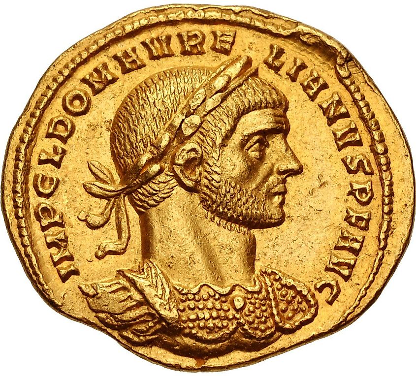 Aureus of Aurelian minted in Mediolanum (modern Milan), Italy