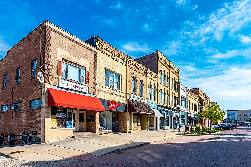 Main Street in Woodstock, Illinois.
