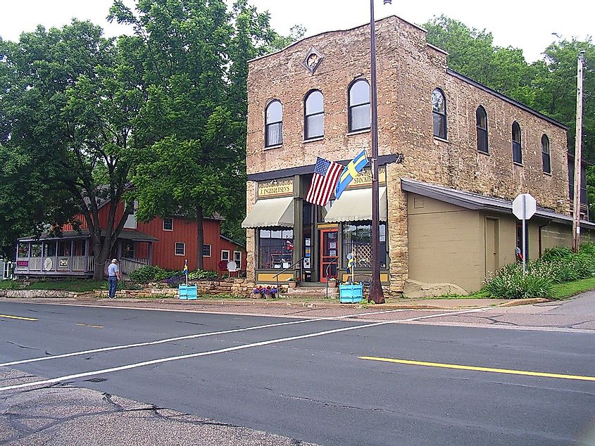 Downtown street in Stockholm, Wisconsin