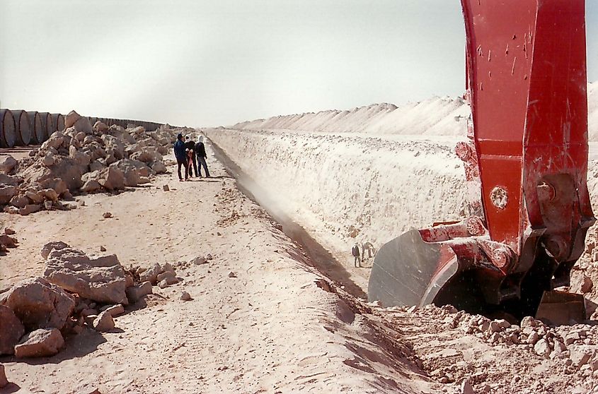 Digging of trenches for the Great Man-Made River in Libya.
