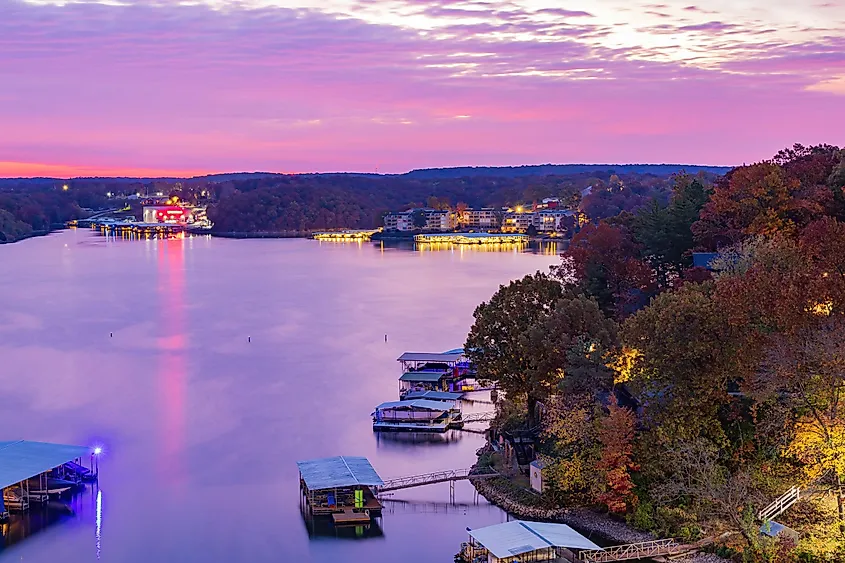 Sunrise high angle view of the beautiful Lake Ozark at Missouri