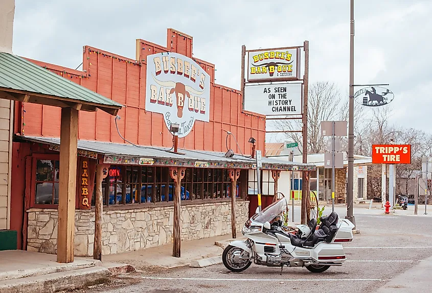 Downtown street in Bandera, Texas.