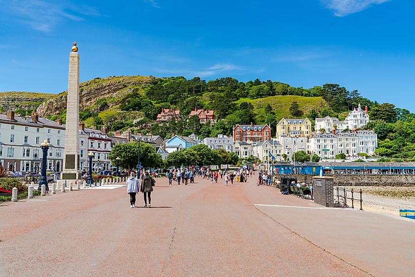 The streets of the seaside resort town of Llandudno, Wales