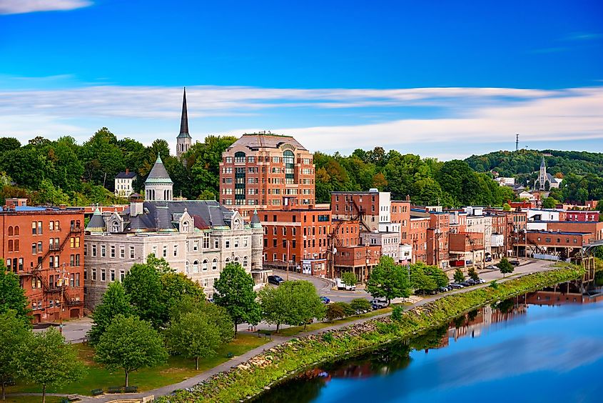 Augusta, Maine, USA skyline on the river