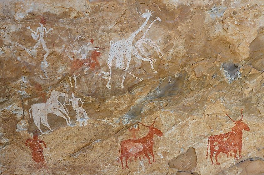 Prehistoric petroglyphs in Sahara Desert