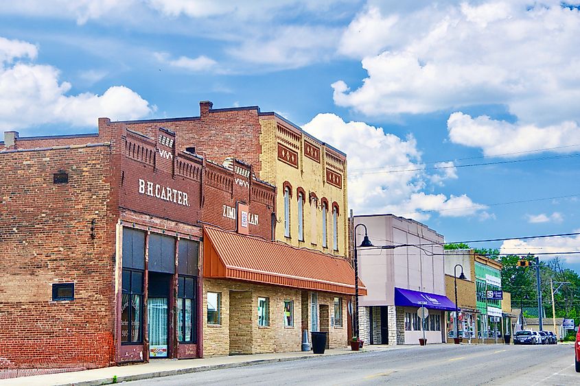 Businesses along Division Street in Carterville, Illinois, United States