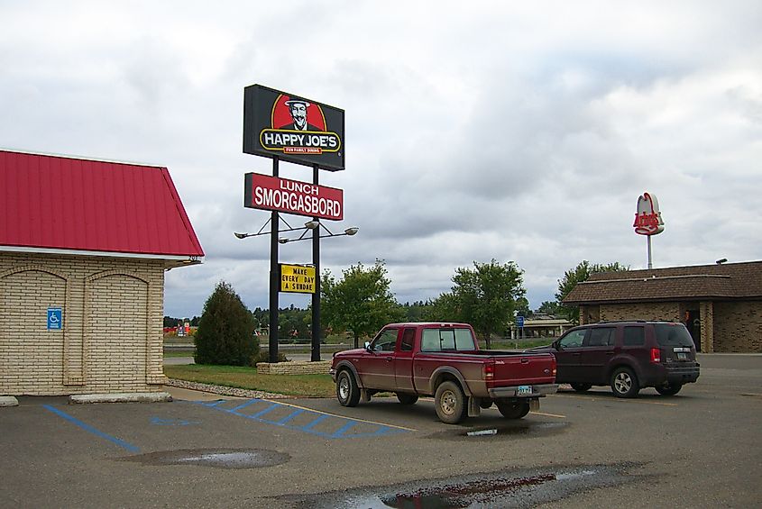 DICKINSON, NORTH DAKOTA - OCTOBER 4: Fast food restaurants off Interstate Highway 94