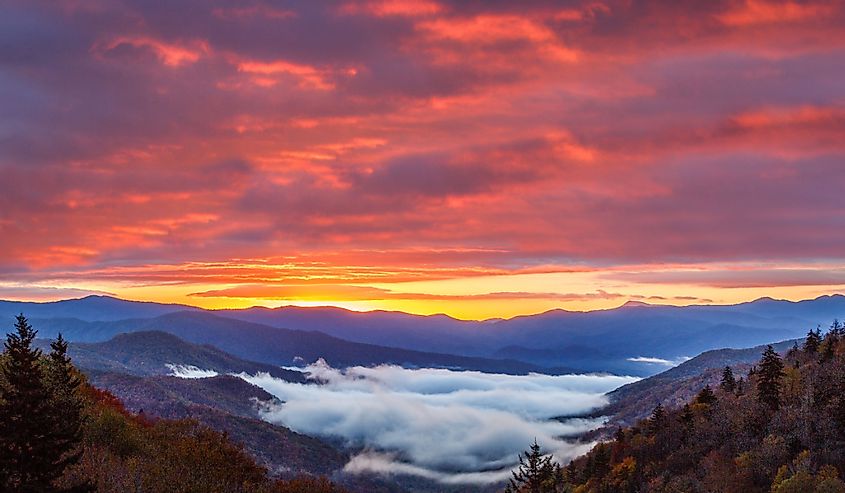 Sunrise at Newfound Gap in Great Smoky Mountains National Park