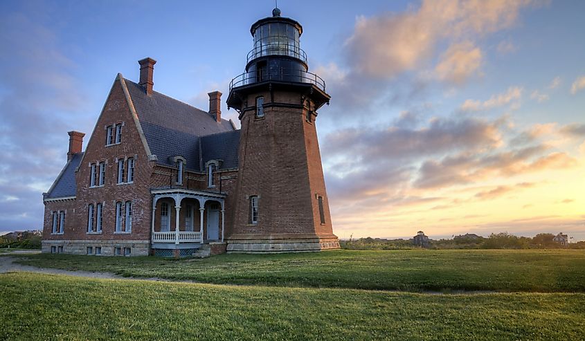 Southeast Lighthouse at sunrise on Block Island, Rhode Island