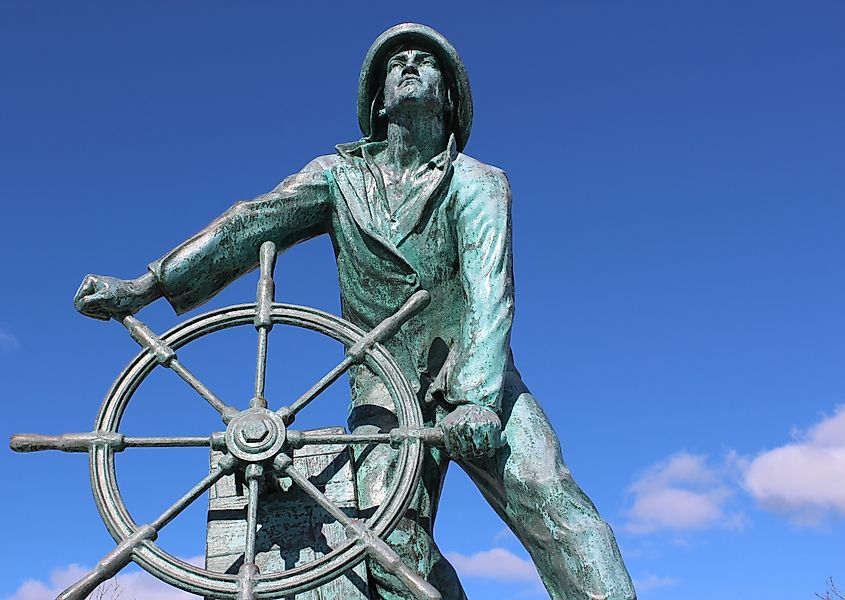 The Fisherman's Memorial on South Stacy Boulevard in Gloucester, Massachusetts.