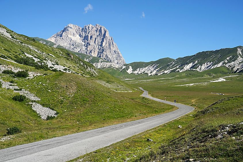 Road To Corno Grande Mountain Apennine Mountains Abruzzo Italy Milan Sommer 
