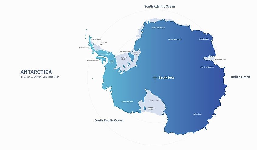 graphic vector map of Antarctica