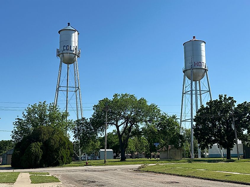 Two water towers labeled hot and cold. Credit: Bright Bridge Photos/Shutterstock.com