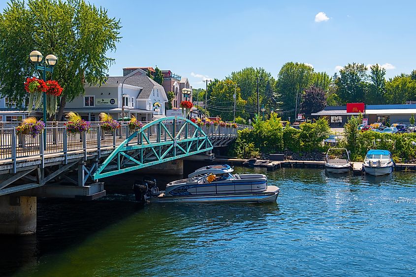 The riverside scenes in downtown Magog, Quebec.