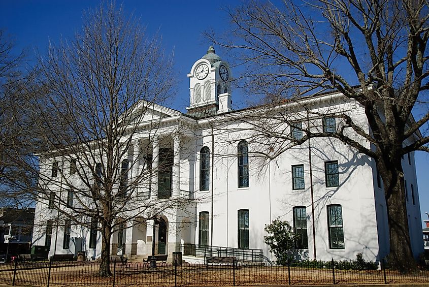 Lafayette County Courthouse in Oxford, Mississippi, during winter