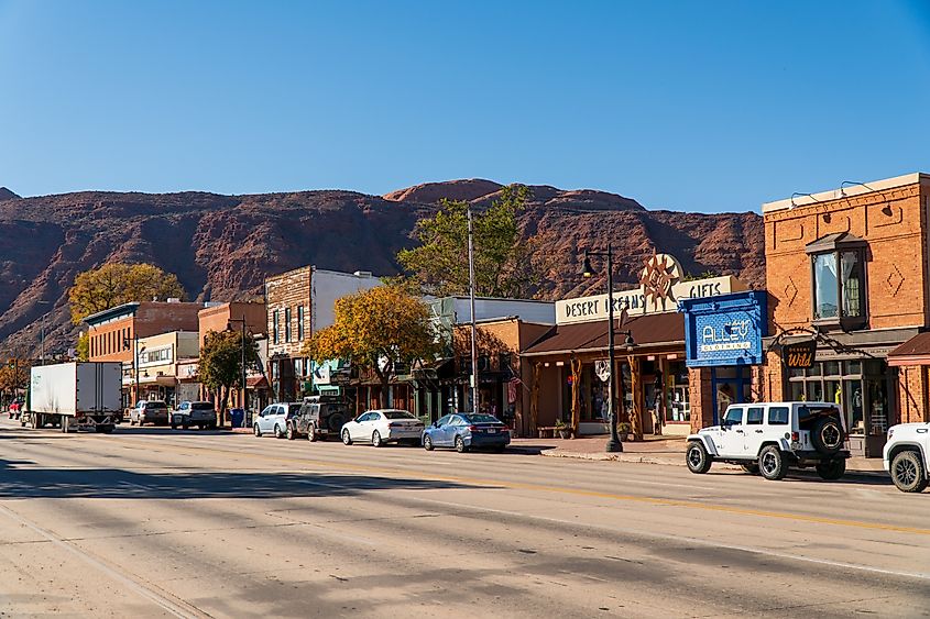 The picturesque Main Street of Moab, Utah