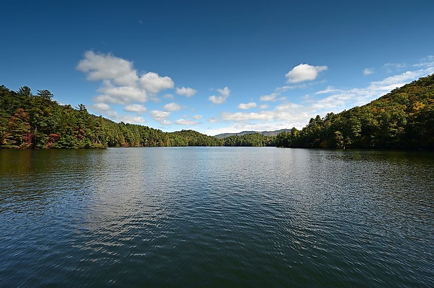 Autumn Landscape reflections on Lake Santeetlah, North Carolina