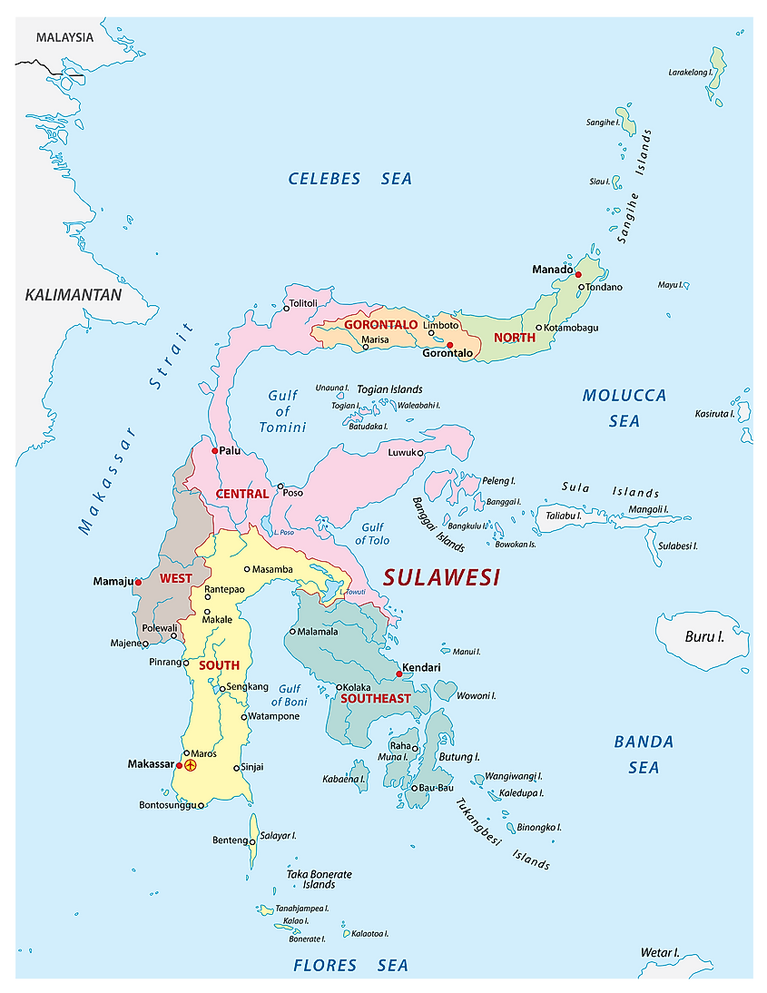 Sulawesi provinces map
