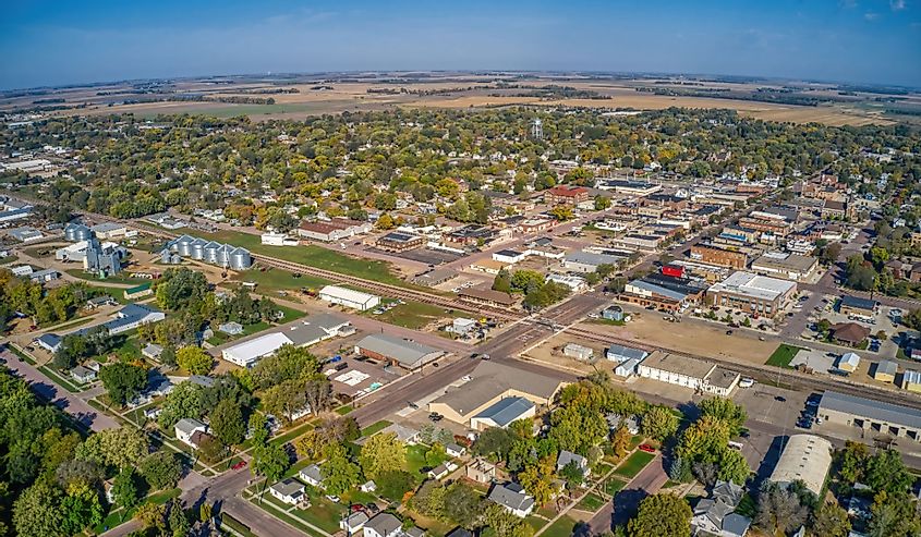 Aerial View of Downtown Madison, South Dakota