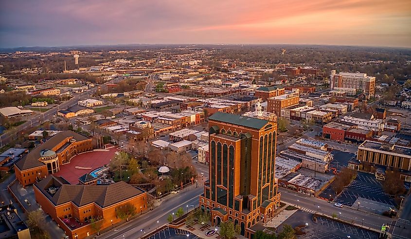 Aerial View of Murfreesboro, Tennessee at Sunrise