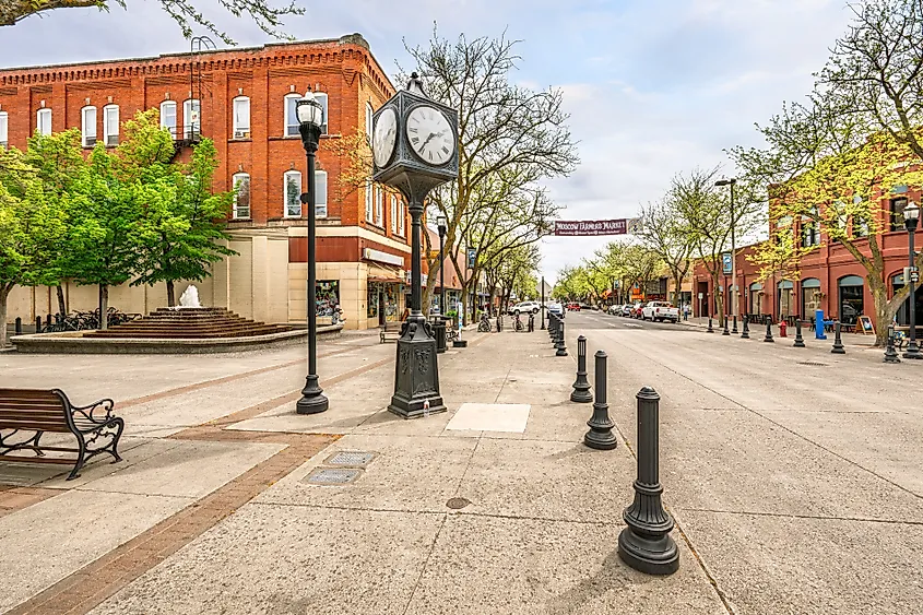 Friendship Square and Park along the historic Main Street of Moscow, Idaho.