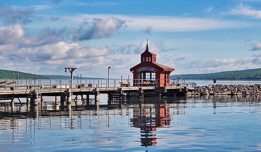 Dock on Lake Seneca, one of the Finger Lakes in New York State.