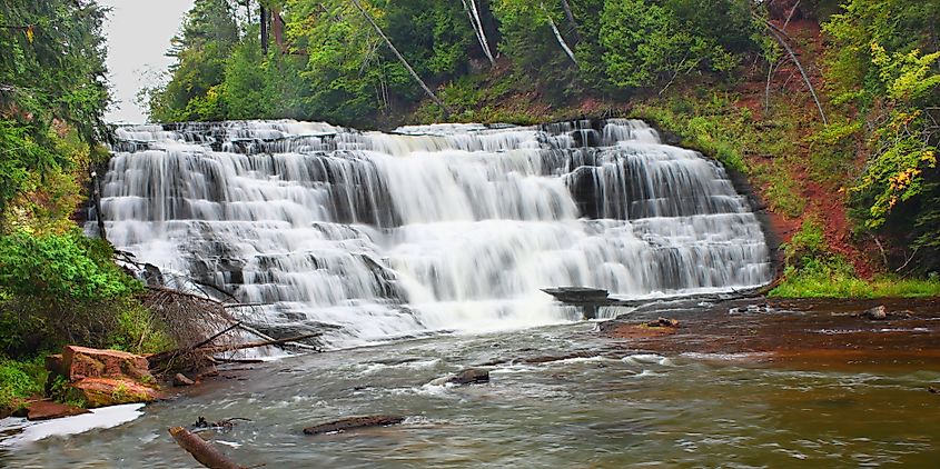 Editorial Photo Credit: Jason Patrick Ross via Shutterstock. Spectacular view of Agate Falls in the Upper Peninsula of Michigan