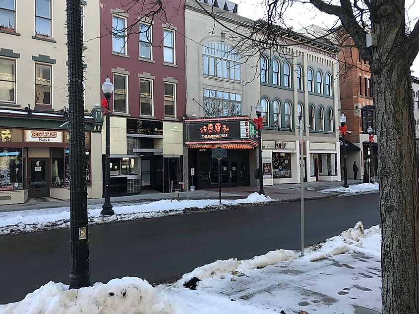 Downtown Jamestown, New York in the winter