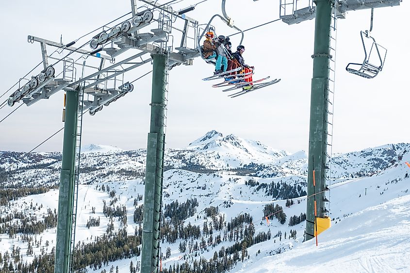 A ski lift at Kirkwood Mountain Resort, California.