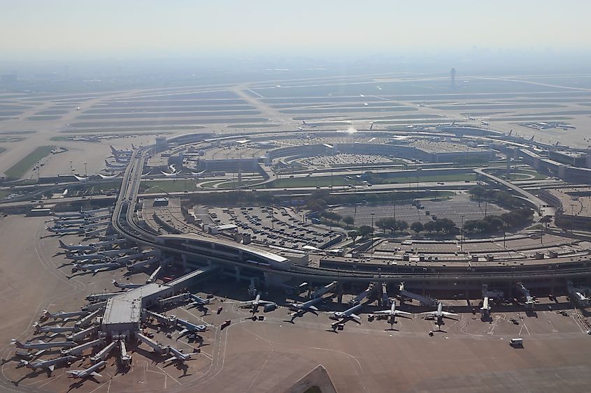 "Dallas / Fort Worth Airport" from the sky , Texas State USA. 