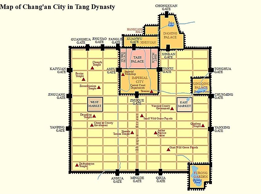 Map of Chang'an under the Tang dynasty.