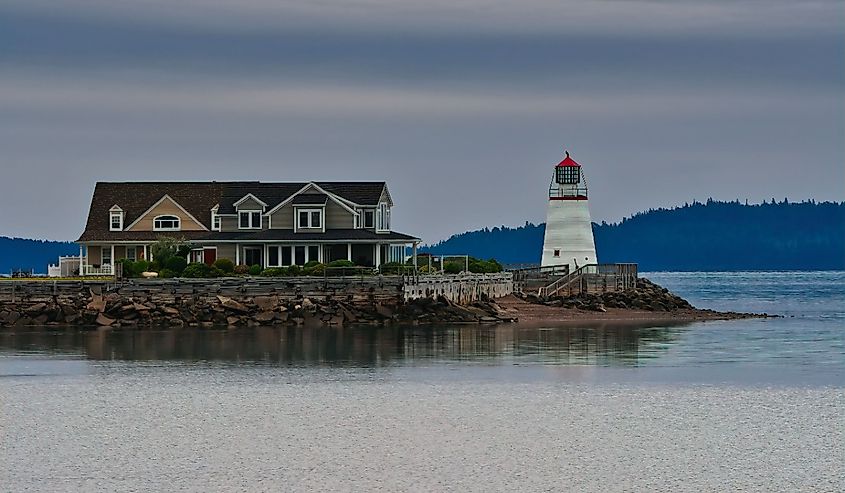The Pendlebury house and the St. Andrews Lighthouse in St. Andrews, New Brunswick.